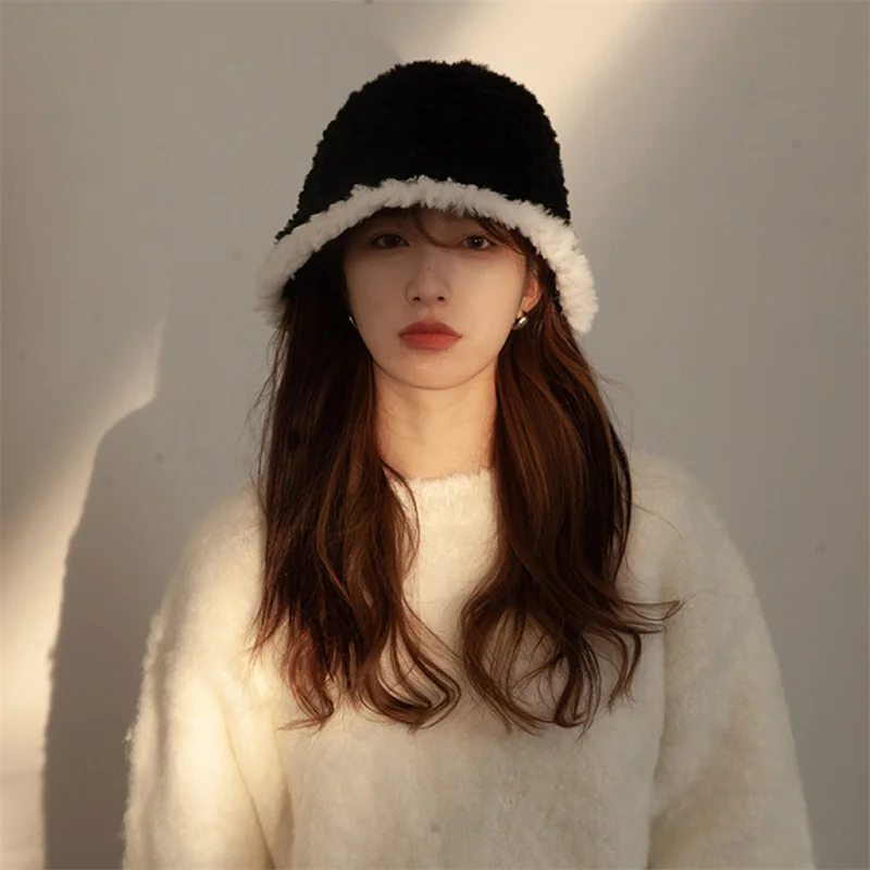 New Women's Fur Hat Russian Winter Warm Pot Hat Fashion Rex Rabbit Fur Knitted Hat Natural Soft Thickened Real Fur Hat