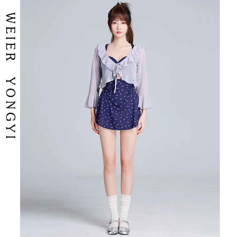 

2026 New Women's One-Piece Swimsuit Skirt Style Thermal Spring Swimwear Conservative plus Size Meat Concealing Slimming Small...
