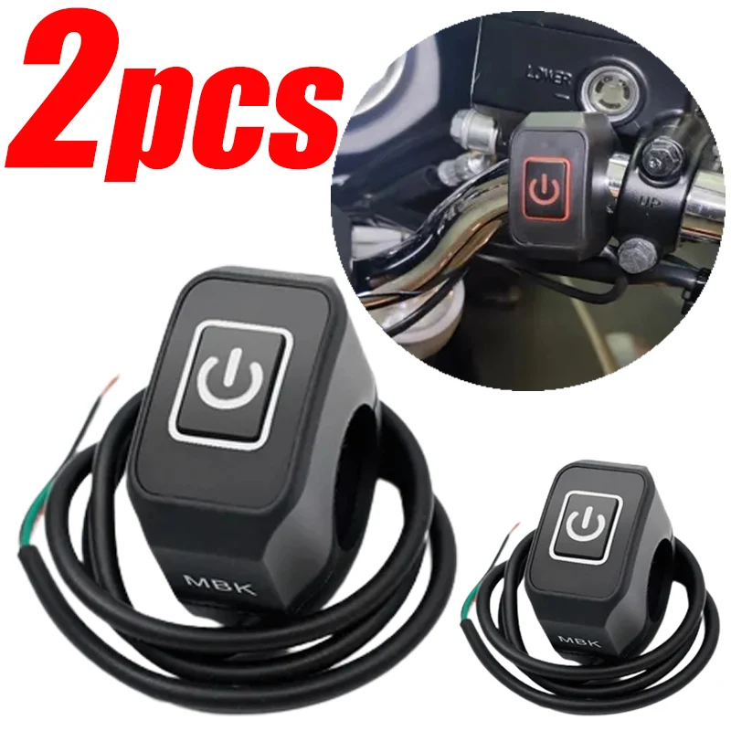 1/2pcs Motorcycle Handlebar Switch ON OFF Headlight Horn Control Modification Switch 22mm Waterproof Button Accessories12V