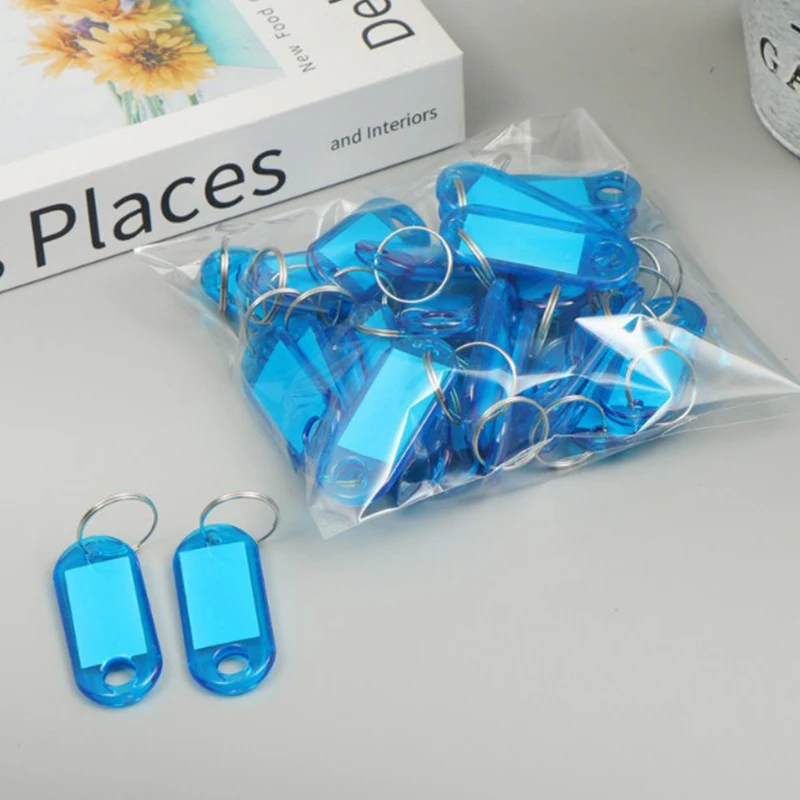 10PCS Plastic Clear Classification Plate Key Tags Label Numbered Name Baggage Tag ID Label Name Tags With Split Rings 6Colors