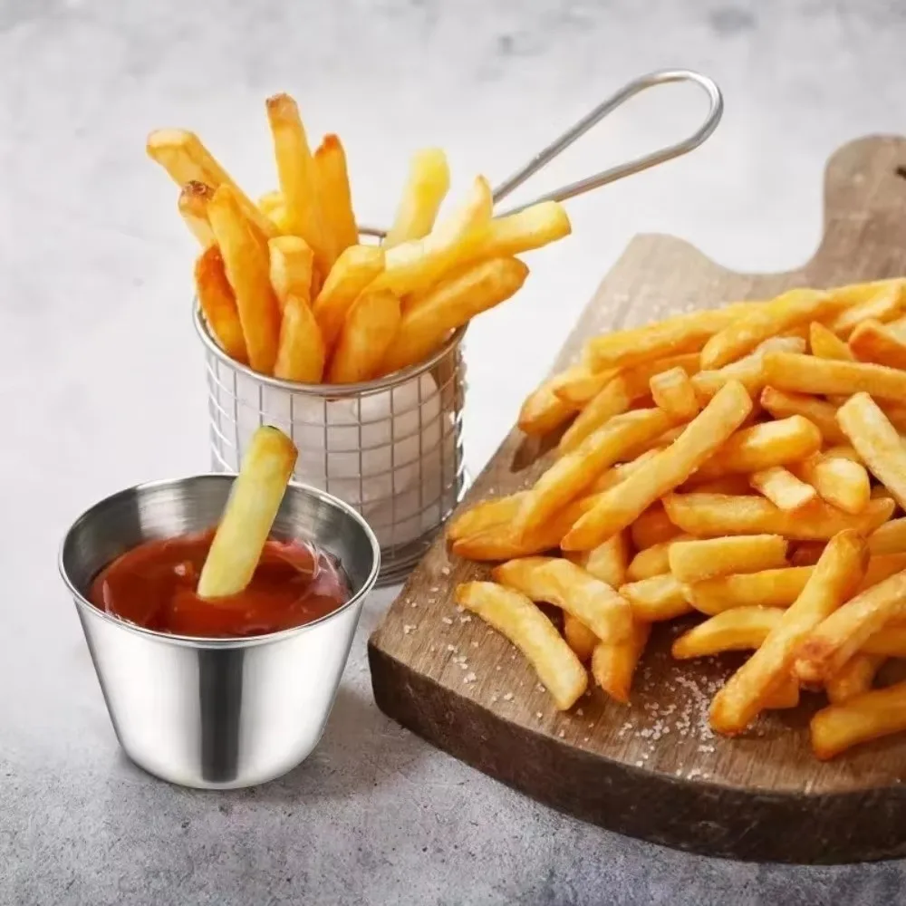 Durable 1.5 Oz Capacity Sauce Cups Reusable Stainless Steel Condiment Ramekins Mini Size Serving Containers For Ketchup Mustard