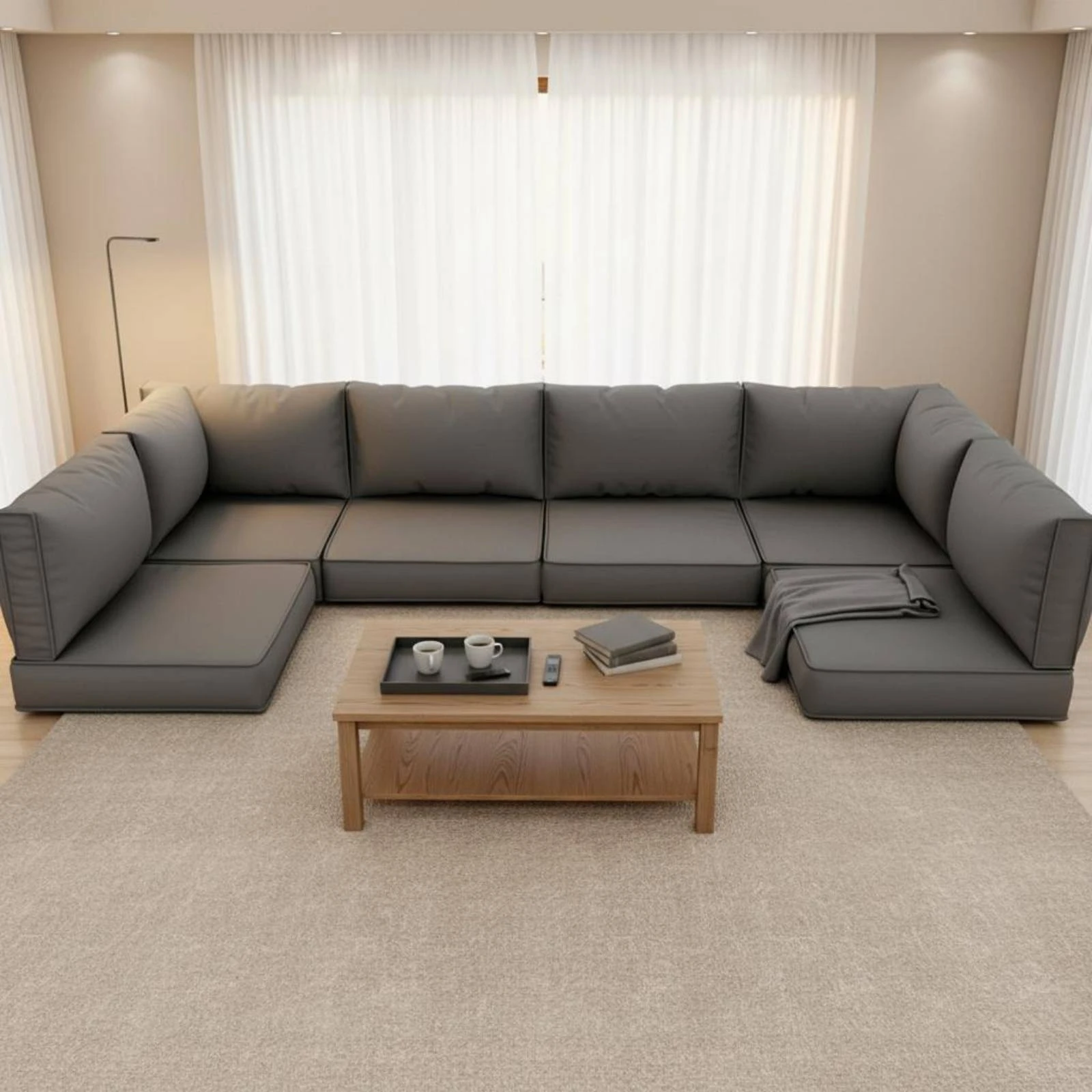 7 Pieces 7-Piece Sofa Cushion Set High-Resilience Sponge Dark Gray Sofa Cushions for Living Room - view 6