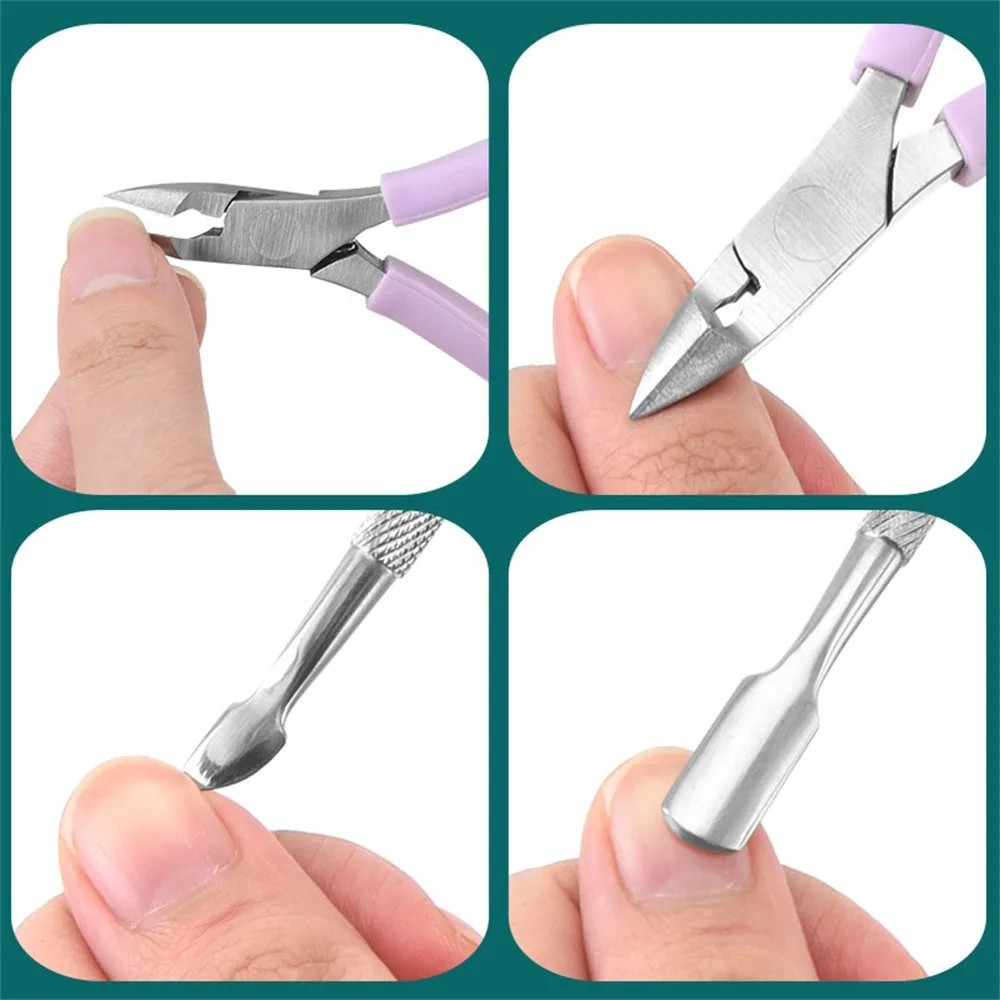 Double-End Nail Art Cuticula Verwijderaar Roestvrijstalen Manicure Pedicure Pusher Vork Schaar Trimmer 2 Manieren Nagels Tool Saa17