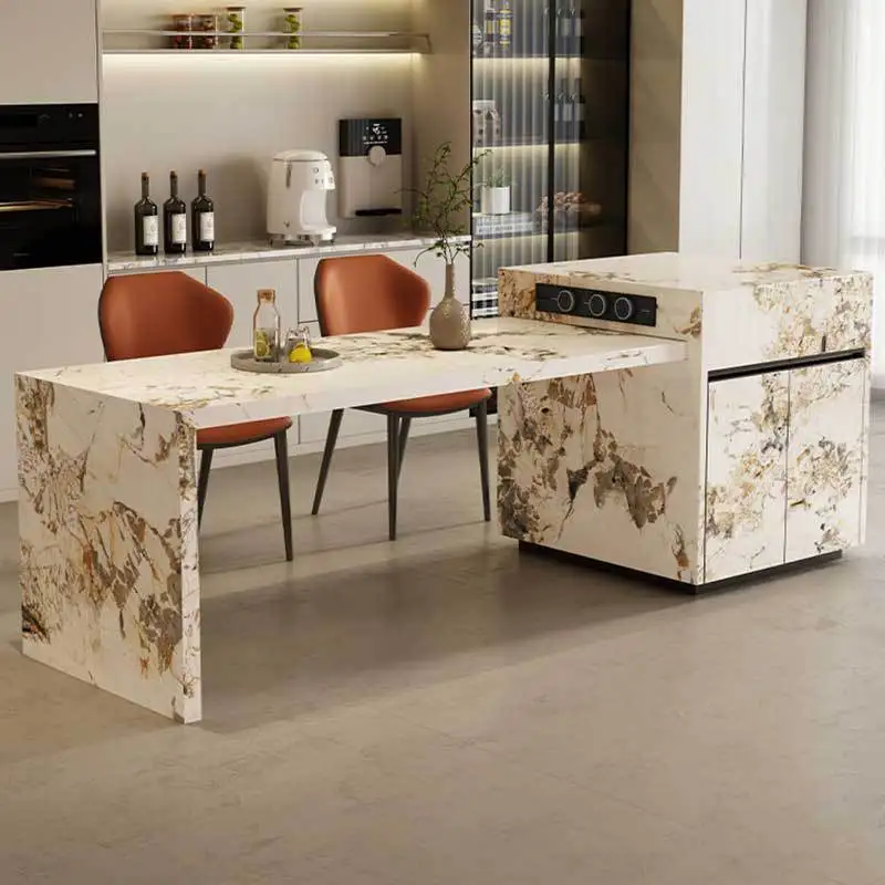 Warm color loose flowers retractable integrated island restaurant integrated simple style