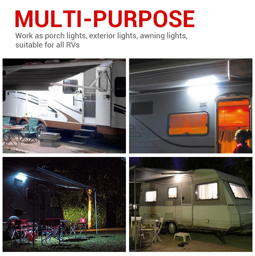 MICTUNING 2PCS 12V Durable LED Exterior Waterproof Light  Awning Lights - For RV, Boat, Truck, Trailer, Camper & Outdoor Use