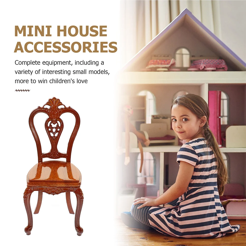 2 Pcs Mini Back Chair Ornaments House Accessories Miniature Furniture Home Decor Model