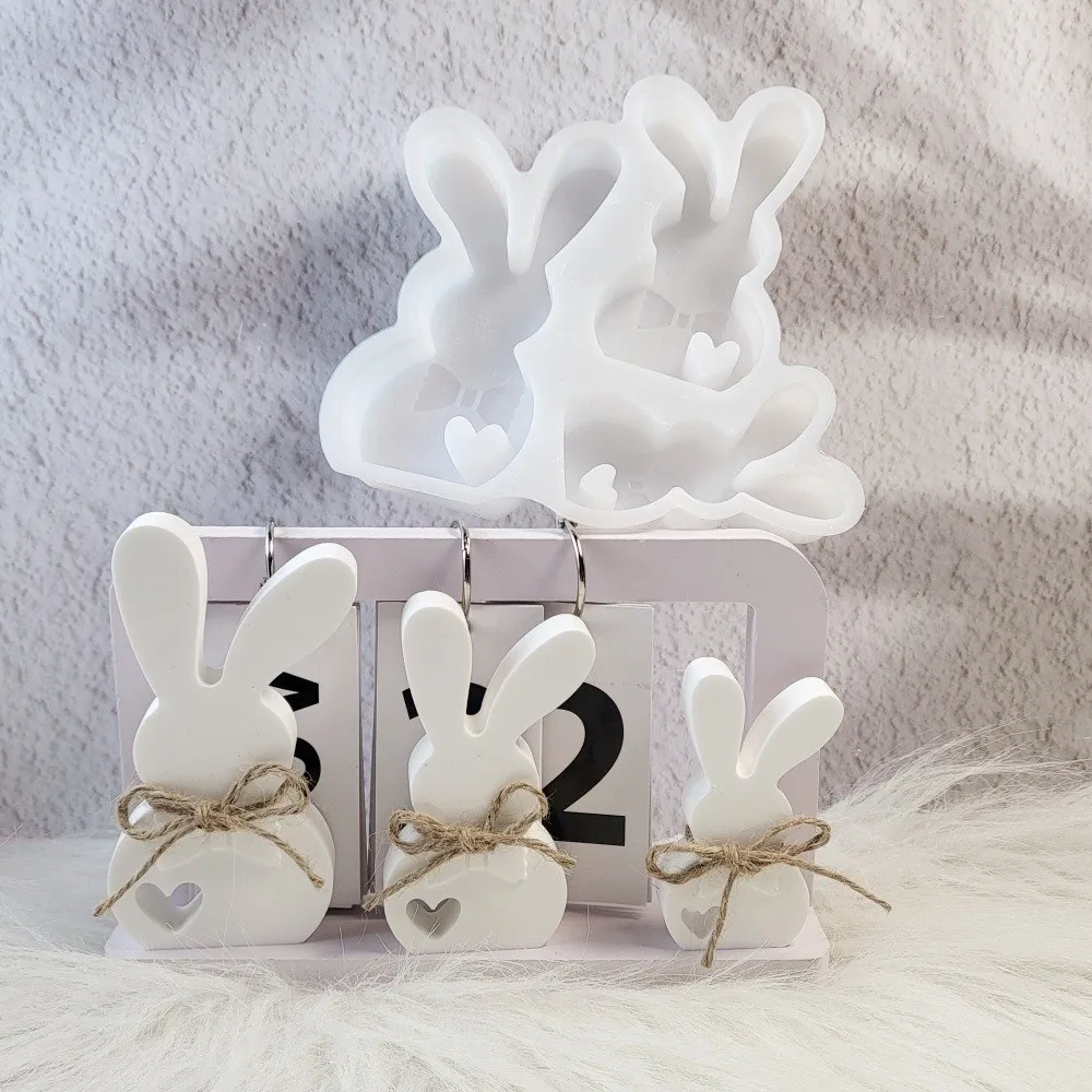 

Cute Easter Rabbit Silicone Mold Non-Stick Flexible 3D Bunny Mold Reusable Animal Statue Resin Casting Molds Aromatherapy