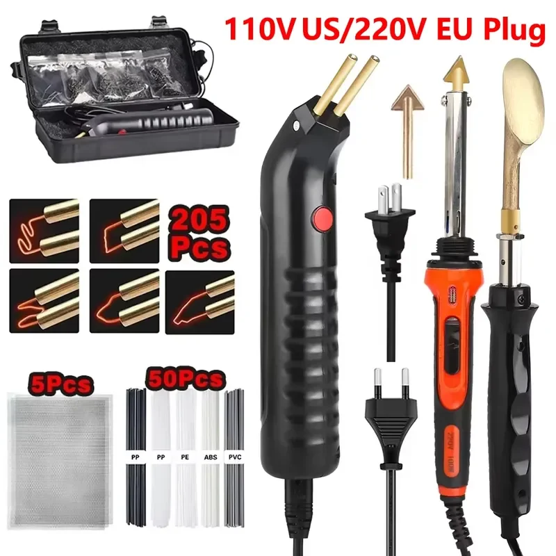 100W Plastic Welding Machine Kit Automotive Bumper Crack Repair With Iron Hot Stapler Welding Soldering Iron Garage Tool