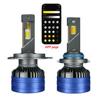 2PCS Car LED Headlight K68 Mobile App Control Mixed Three-color High-power H4 H7 H11 9005 9006 Car Modified LED Headlight Bulb