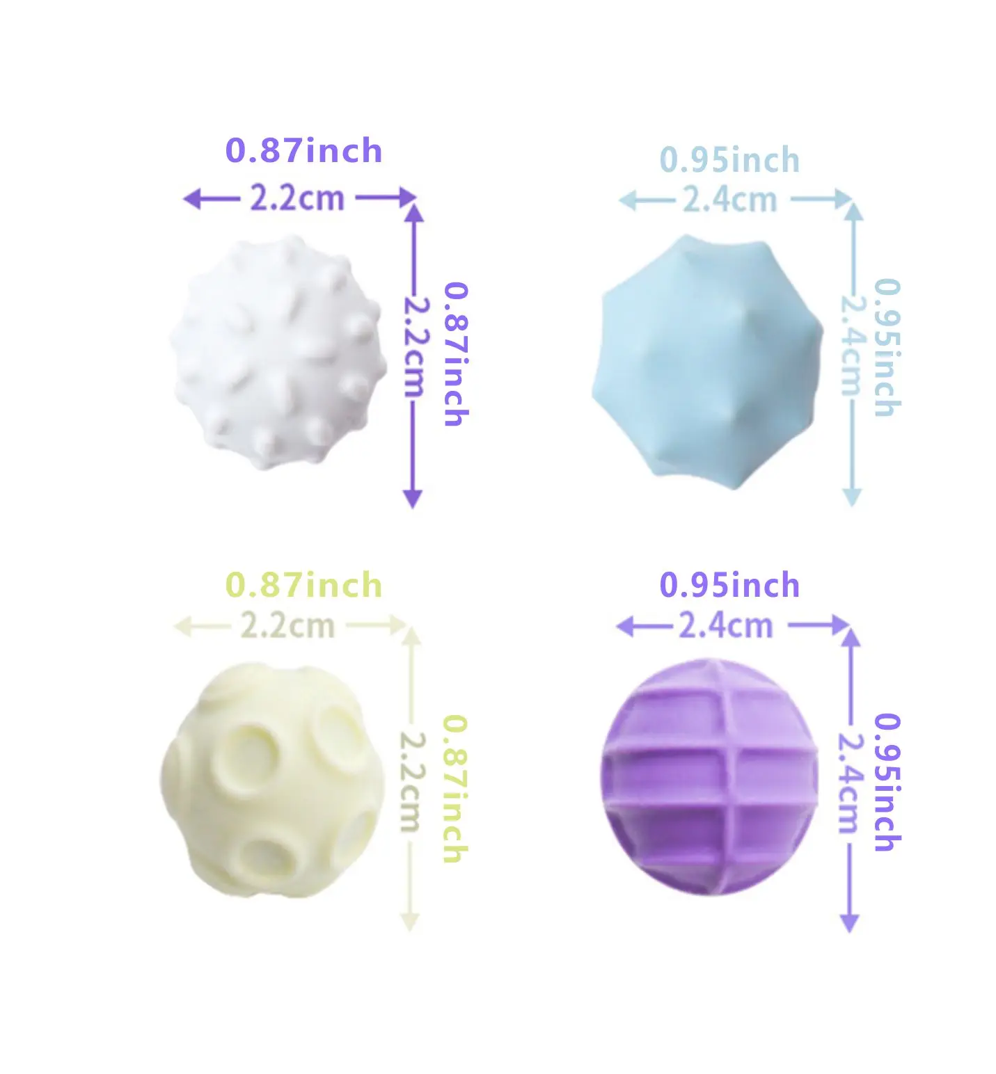 Conjunto de 4, bolas magnéticas texturizadas de silicone, bolas de silicone elásticas magnéticas de brinquedo de descompressão