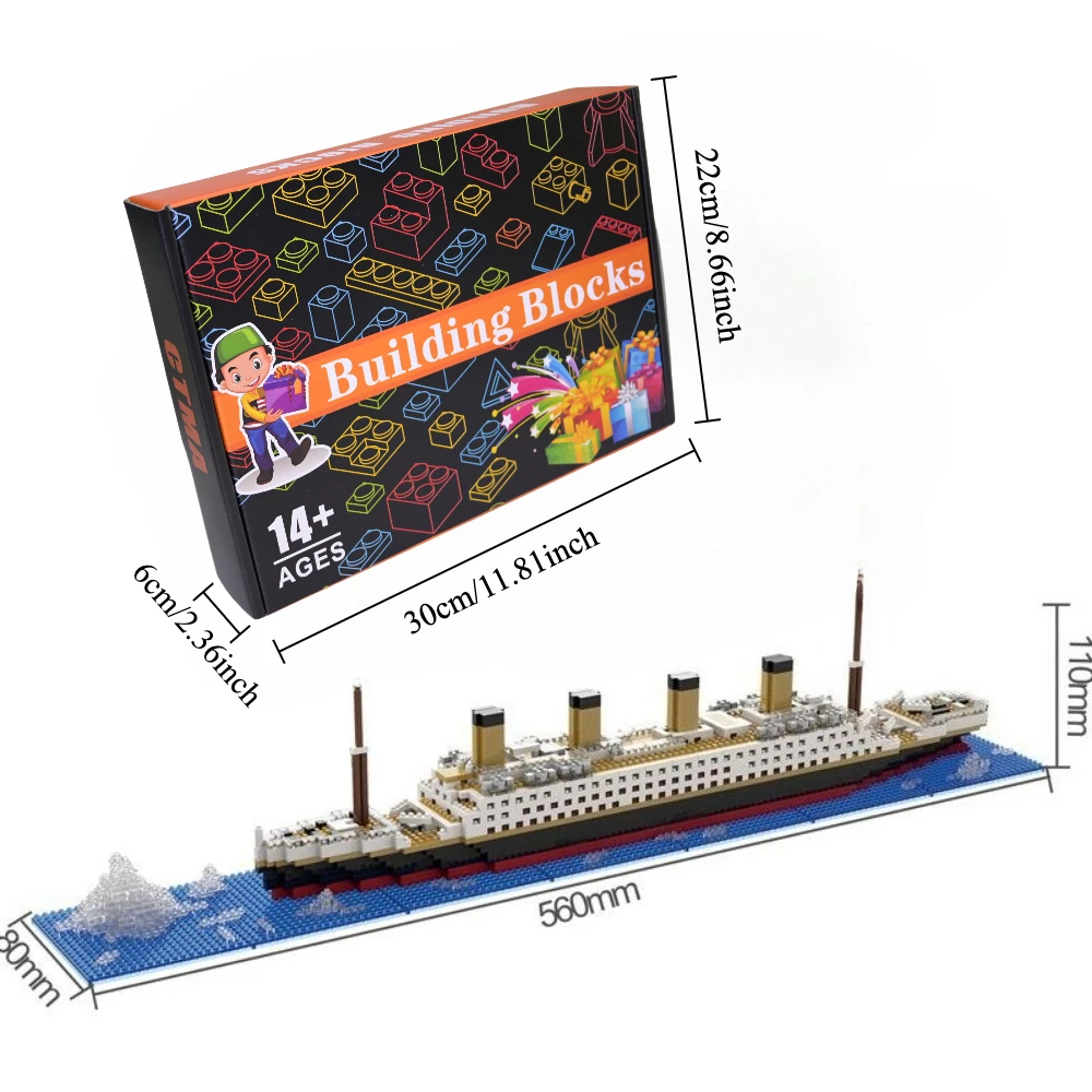 4000+Pcs Titanic Model Cruise Ship Building Blocks MOC Boat Bricks Collection DIY Construction Toys for Children Gift image 3