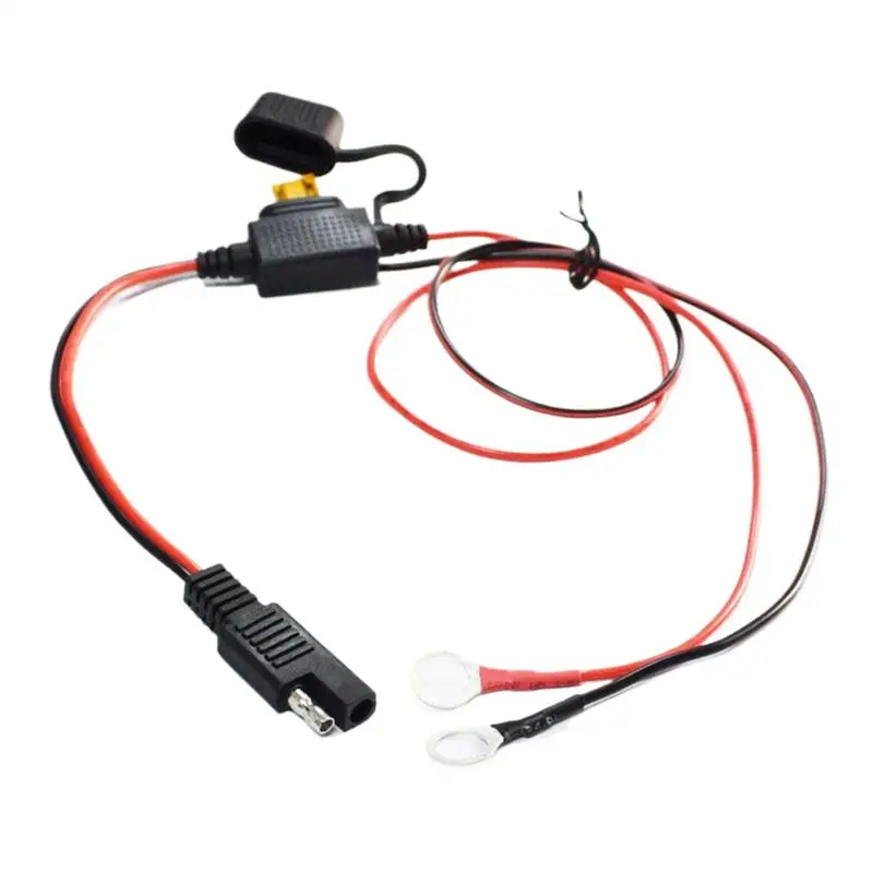 

68cm SAE Quick Release Plug Cable With Fuse Terminal O Connector Battery Charger Extension Adapter Wire 18AWG Terminal