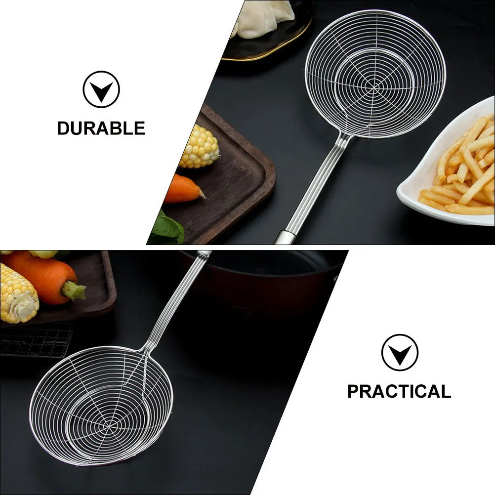 

2pcs Stainless Steel Colander Metal Kitchen Strainer Fried Food Hanging Hole Lightweight For Home Restaurant Use Pasta