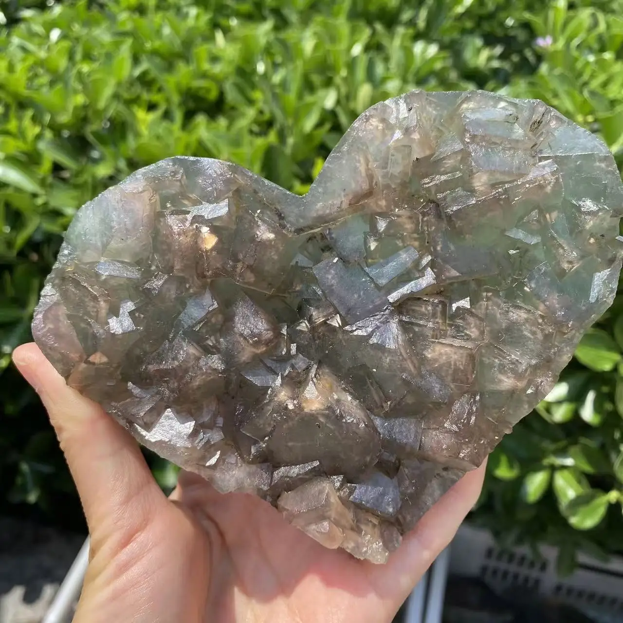 Natural Fluorite Crystal Clusters - a Heart-Shaped Gemstone, For Healing Energy, As a Home Decoration, For Demagnetization And D