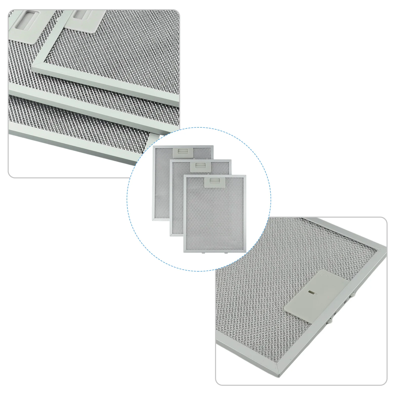 3PCS Aluminum Metal Mesh Cooker Hood Filters Extractor Vent Filter 310x250x9mm Compatible with Standard Range Hood Vents