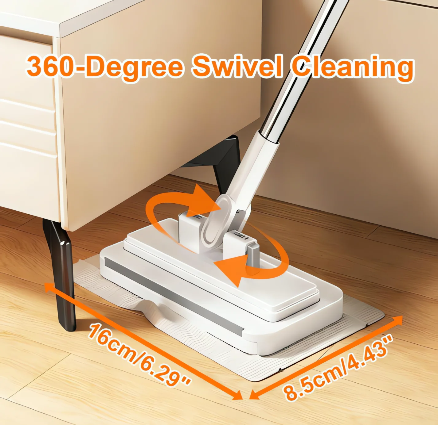 Mini mop, zero-contact gap dust cleaner, 39-inch Lazy Stick and locking head, including upgraded wiper tape, mop holder, and a pack of absorbent ultra-fiber cloth.