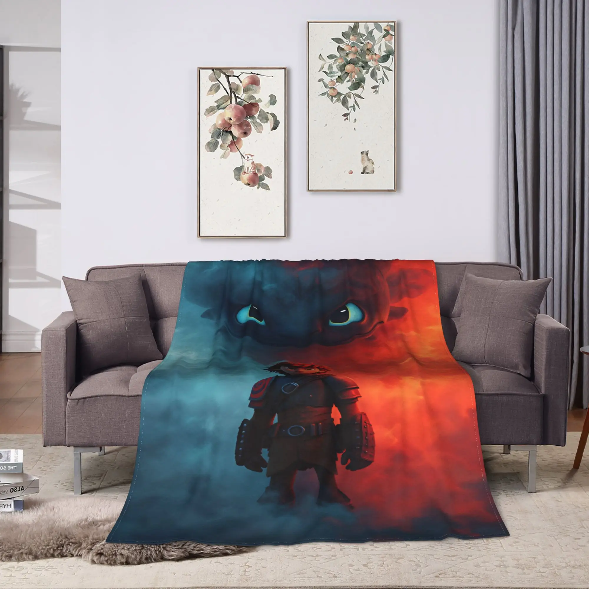 H-How To TT-rain Your Dragon Blanket Quality Soft  Throw Blanket Winter Airplane Travel Couch Chair Sofa Bed Print Bedspread