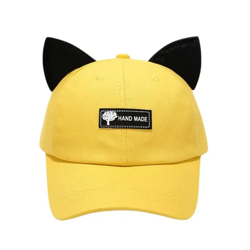2025 New Toddler Novelty Glasses Baseball Cap with Cats Ear Decor and Curved Brims