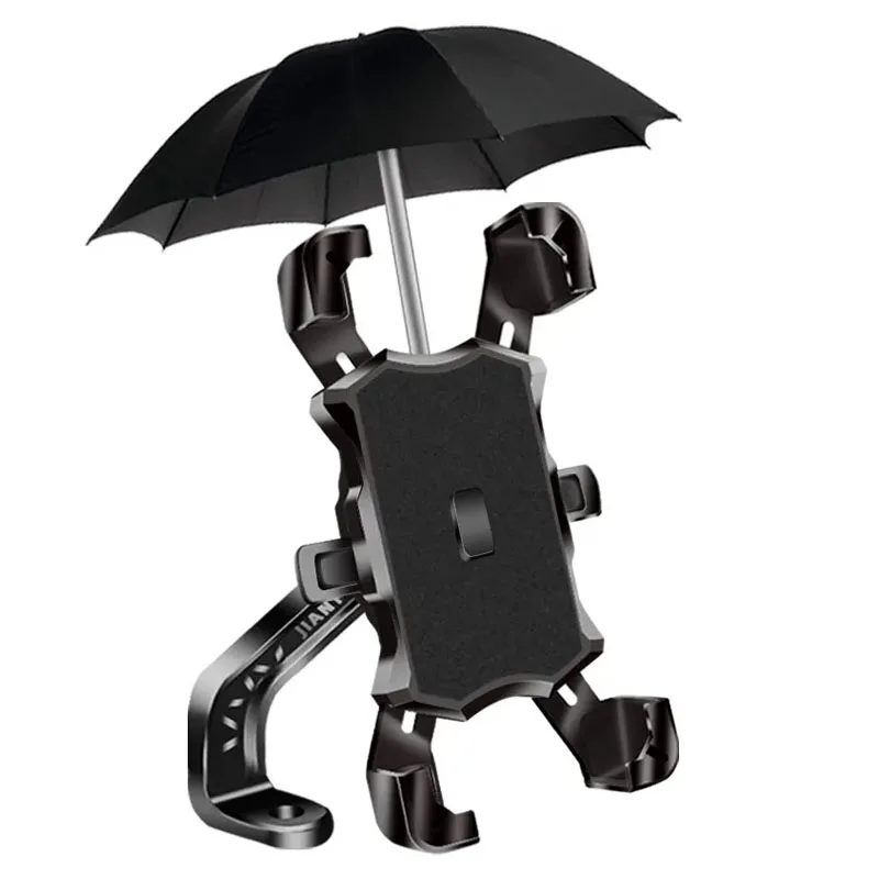 Motorcycle Rear Mirror Handlebar Phone Bracket With Umbrella 360degree Rotation Sunshade Waterproof Holder For Moto Electric