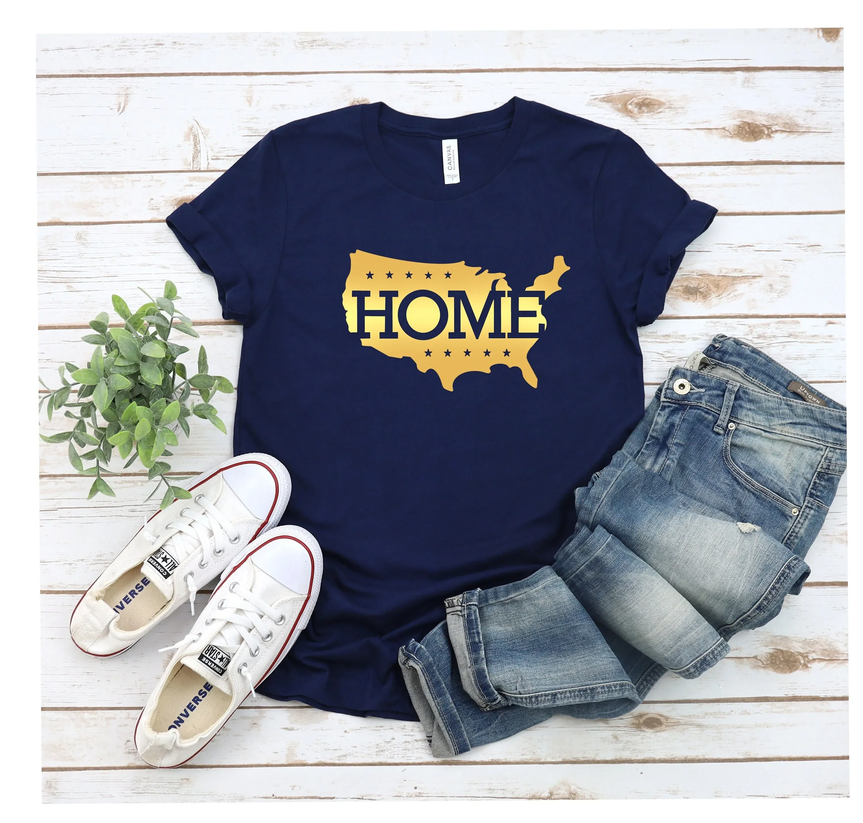 American Map T Shirt United States Home Womens 4th Of July Patriotic USA