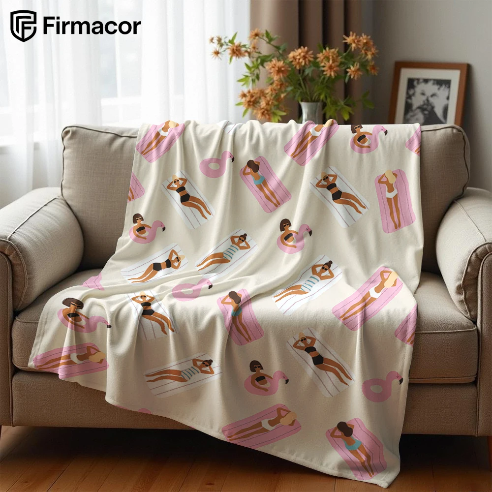 Blush Vacation Figure Ultra Soft Sherpa Fleece Blanket Fluffy Warm Halloween Cozy Throw for Sofa Couch Bedroom Gift All season