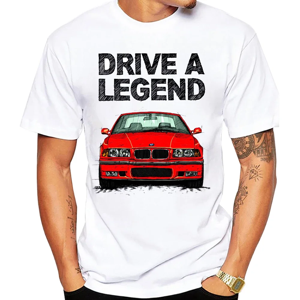 Drive A Legend E36 M3 Compact 90's T-Shirt Summer Men Short Sleeve Vintage Harajuku Car Design Boy Casual Top Hip Hop White Tees