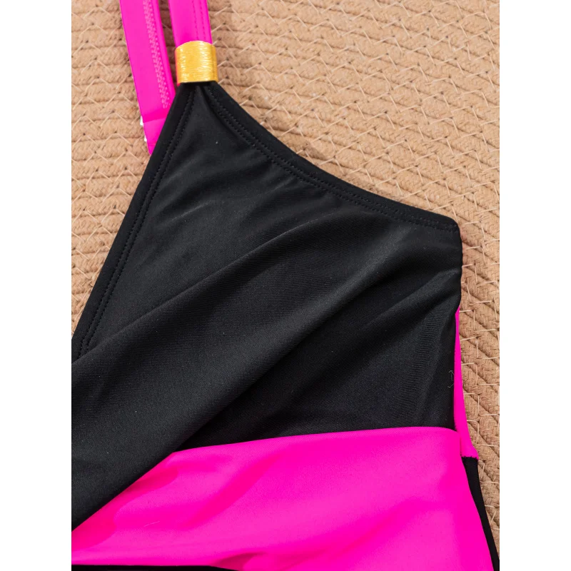 2025New ฤดูร้อน DeepV Contrast สี One- Piece ชุดว่ายน้ํา Push up Cross สุภาพสตรีชายหาดชุดว่ายน้ําเซ็กซี่