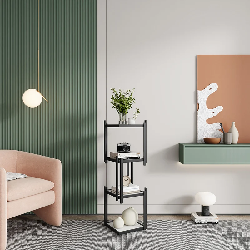 

Simple bookshelf shelf household floor bedroom multi-layer storage wrought iron storage rack living room trapezoidal shelf