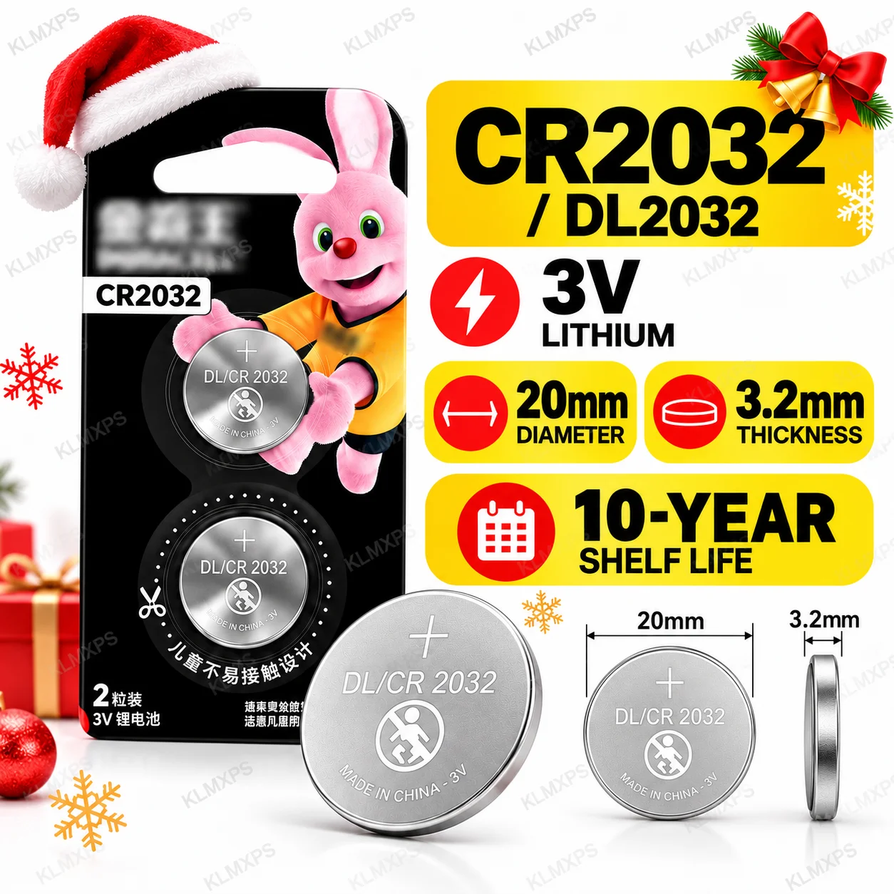 CR2032 3V Lithium Coin Cell Battery 2/4/6/8/10PCS Christmas Gift for Car Key Remote Small Electronics