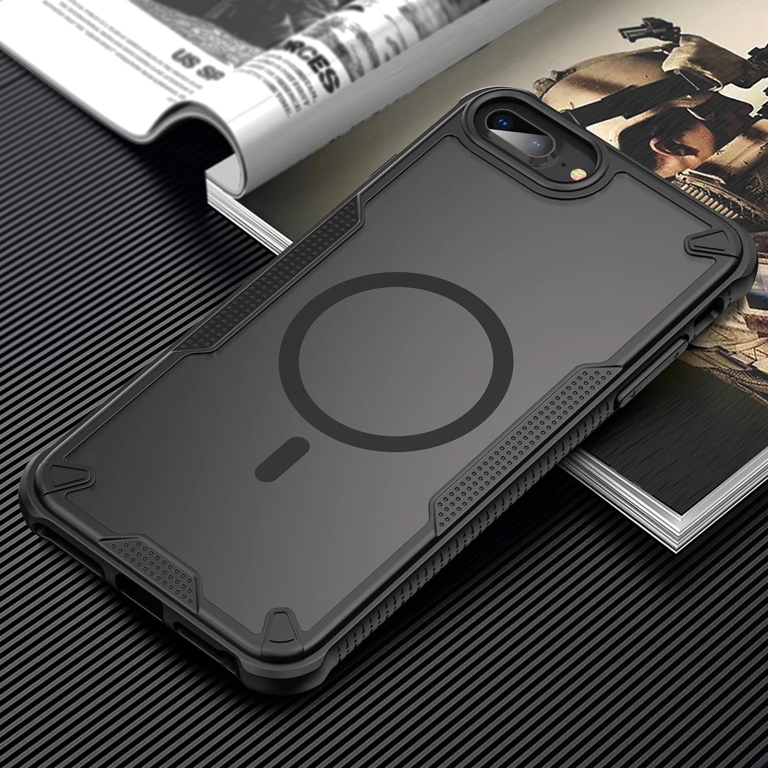 Magnetische, luxuriöse, matte, durchscheinende, stoßfeste Schutzhülle für iPhone SE3 SE2 6 7 8 Plus 7Plus 6S für Magsafe Wireless Charge Cover – Detail 10