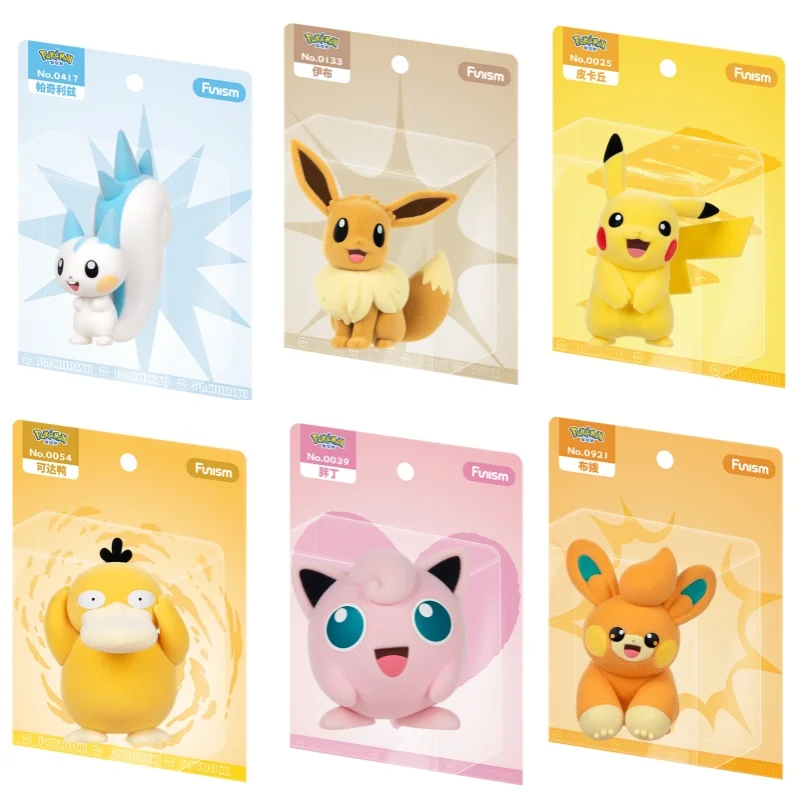 

Original Genuine Pokémon Anime Figurine Flocking Series Pikachu Pachlitz Eevee Ornaments Peripheral Trendy Toys Birthday Gifts