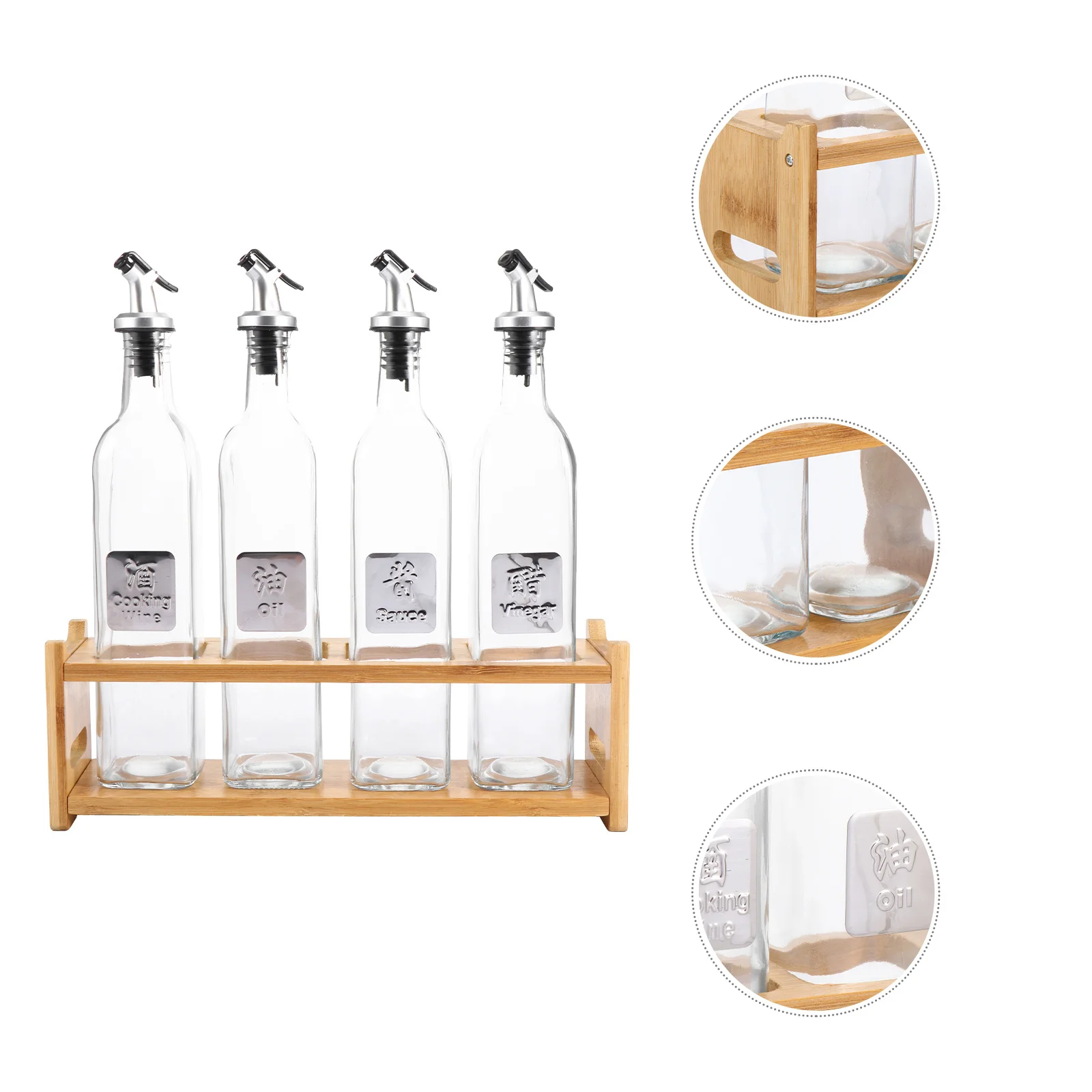 

5Pcs Kitchen Seasoning Container Oil Vinegar Soy Sauce Bottle Thickened Glass Leakproof Storage Rack Multifunctional