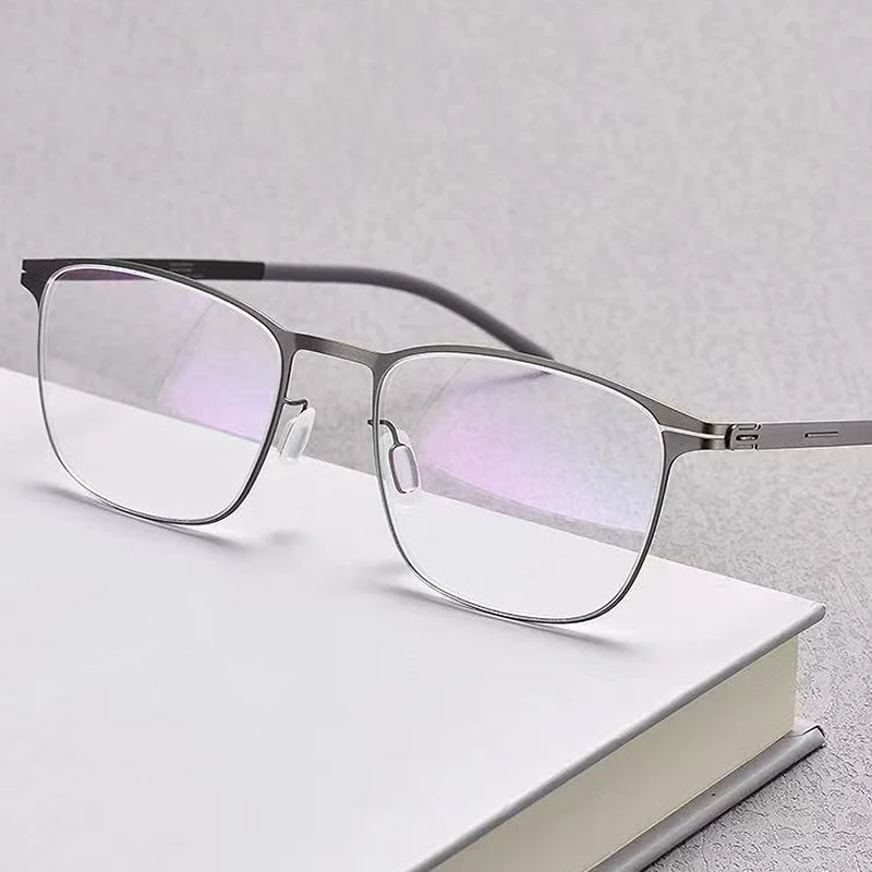 

Сверхлегкая тонкая квадратная оправа для очков, немецкий бренд, деловая титановая оправа для очков, безвинтовая женская и мужская оправа для очков, модная