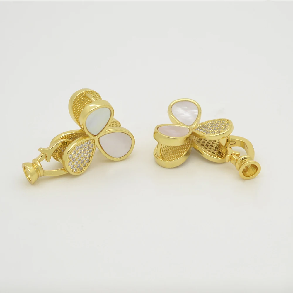 Micro Inlay Zircon Opal Connector Universal Buckle for Diy Bracelet Necklace Making Round Heart Flower Jewelry Accessories 2 PCS