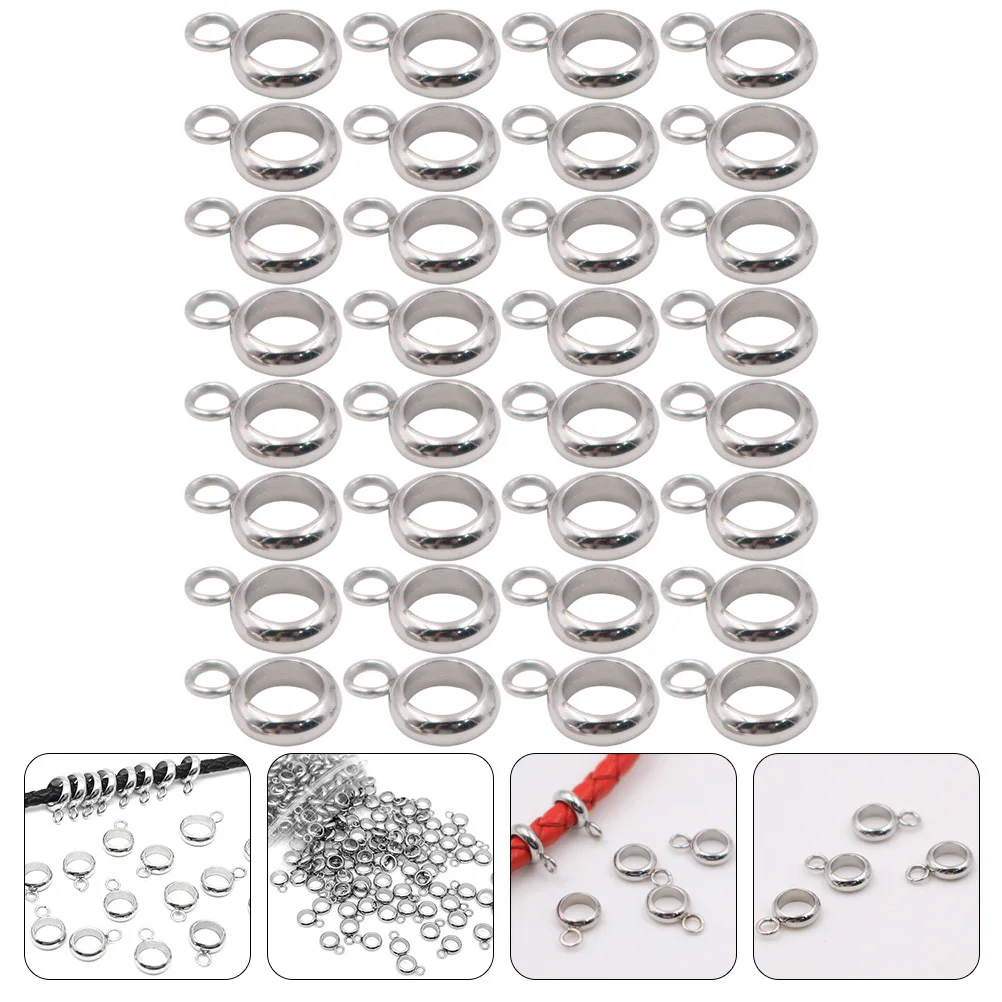 

100Pcs Stainless Steel Bail Beads Bail Tube Columns Loop Hangers for DIY Necklace Bracelet Jewelry Making Crafts Accessories
