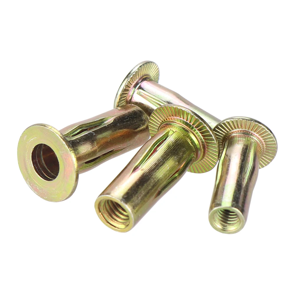 10pcs/20pcs Flat Head Lantern Nut Galvanized Iron Rivet Nuts Rivets Insert Nuts For M4 M5 M6 M8