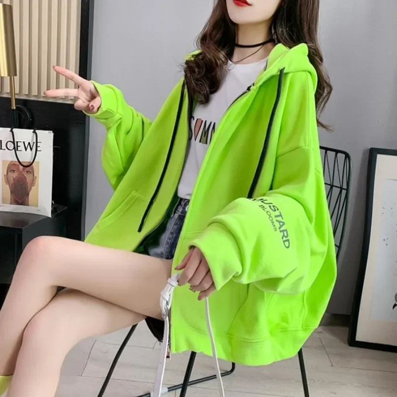 Cotton Hooded Sweatshirt for Women Spring and Autumn Long Sleeve Hoodies Kpop 2000s Korean Popular Clothes Y2k Style Woman Tops