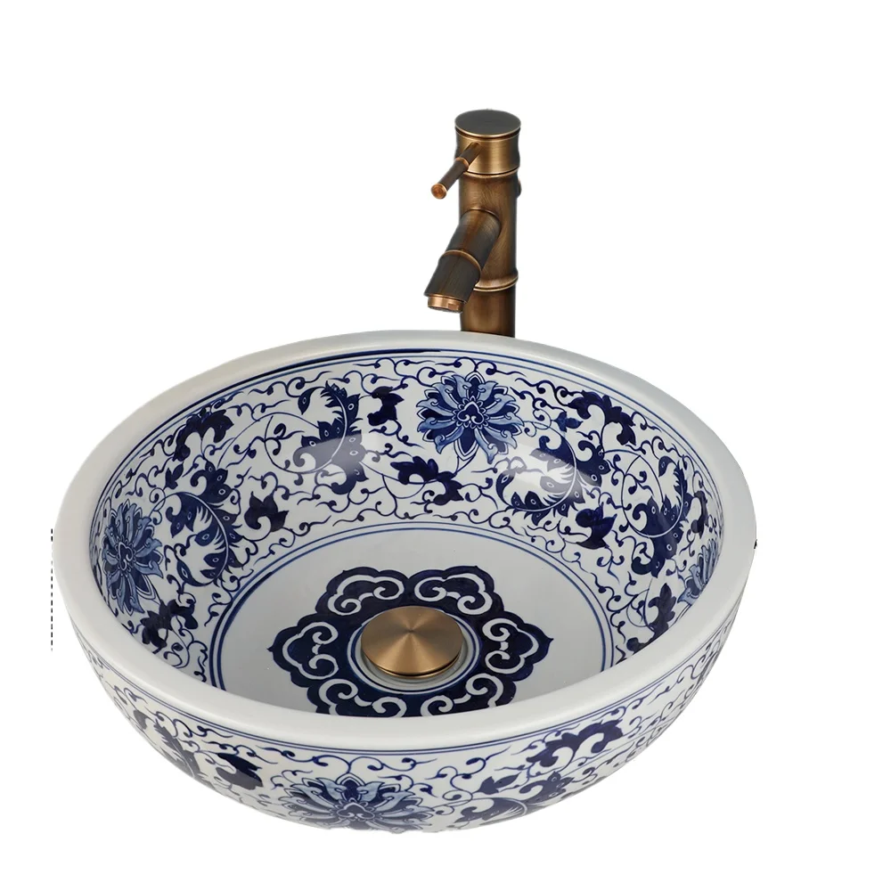 

Bathroom container sink faucet combination circular washbasin sink bathroom sink