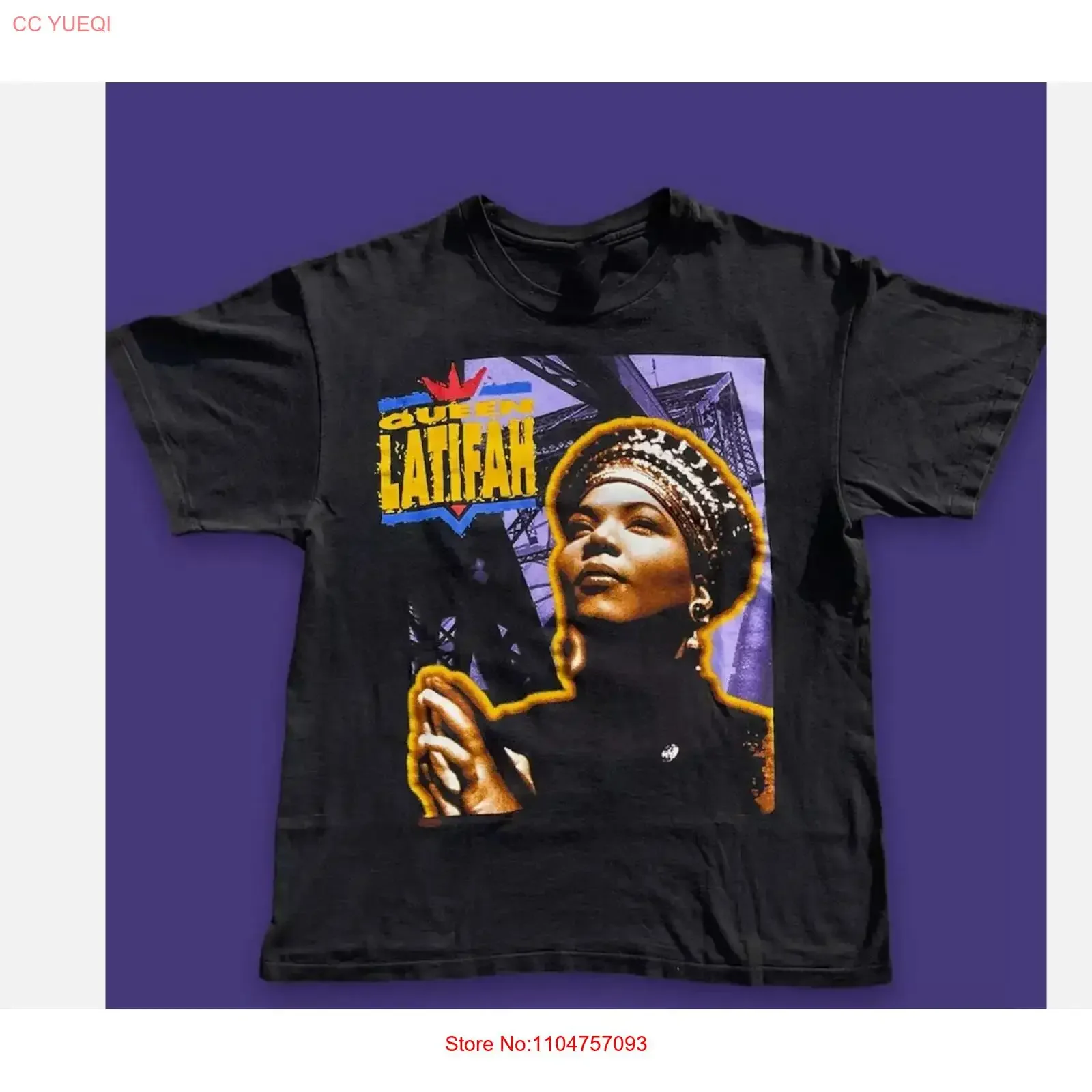 Camiseta Vintage Queen Latifah Preta Todos os Tamanhos S a 45XL Lavada Versátil Estilosa Unissex Macia Roupas de Designer de Moda