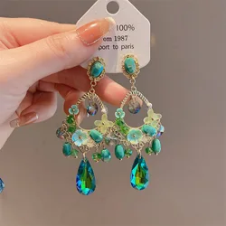 Long Luxury Gemstone Drop Earrings