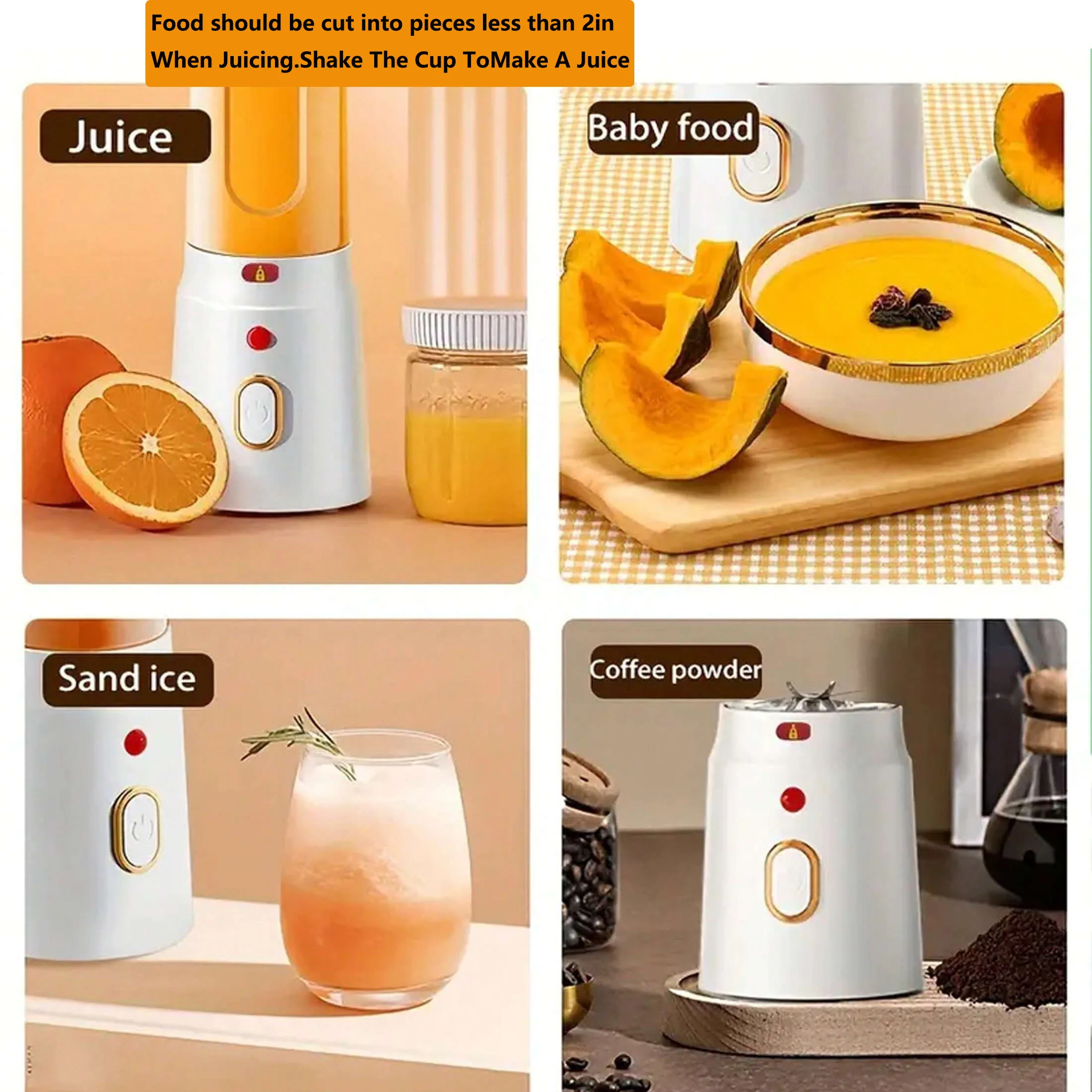 Portable Wireless Juicer USB Charging, Convenient for Juicing, Ideal for Home Use, Suitable for Students, Office Workers