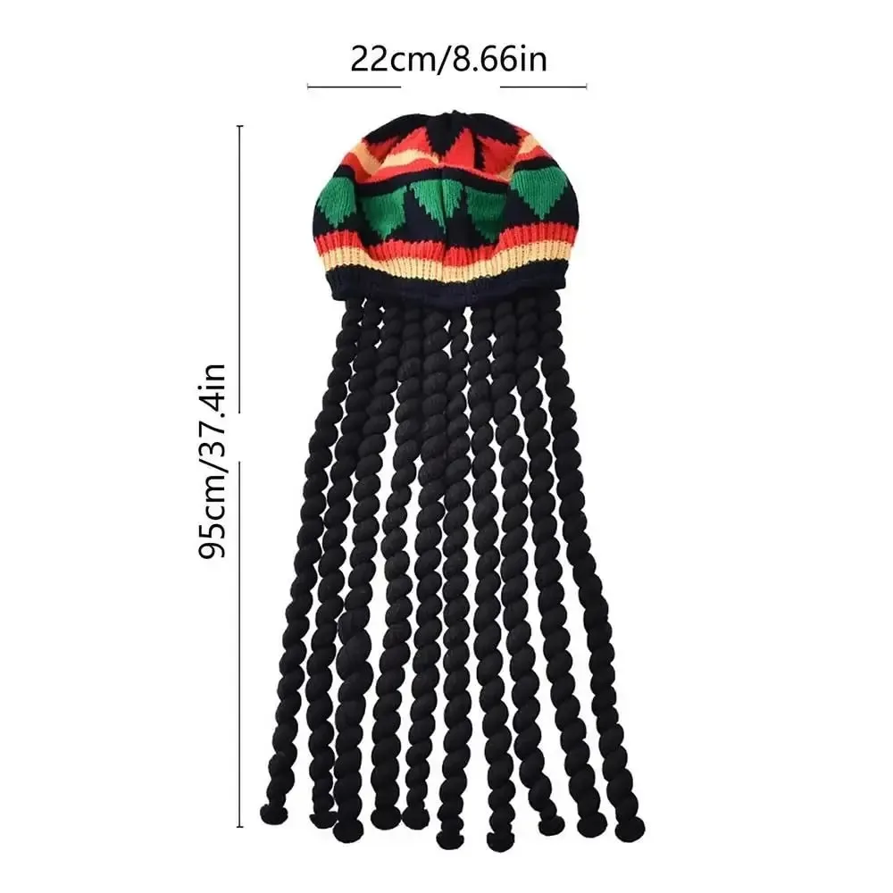 Unisex Dreadlocks Beanie Hat with Fake Braids Jamaican Rasta Reggae Cap Crochet Knitted Skull Cap for  Halloween Christmas Party view 6