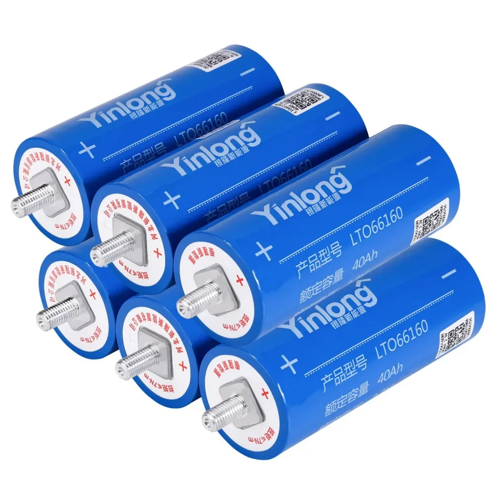6pcs High-Power 2.3V 40Ah LTO Cylindrical 66160 Lithium Titanate Oxide Battery for ESS Storage System RV Camping Car