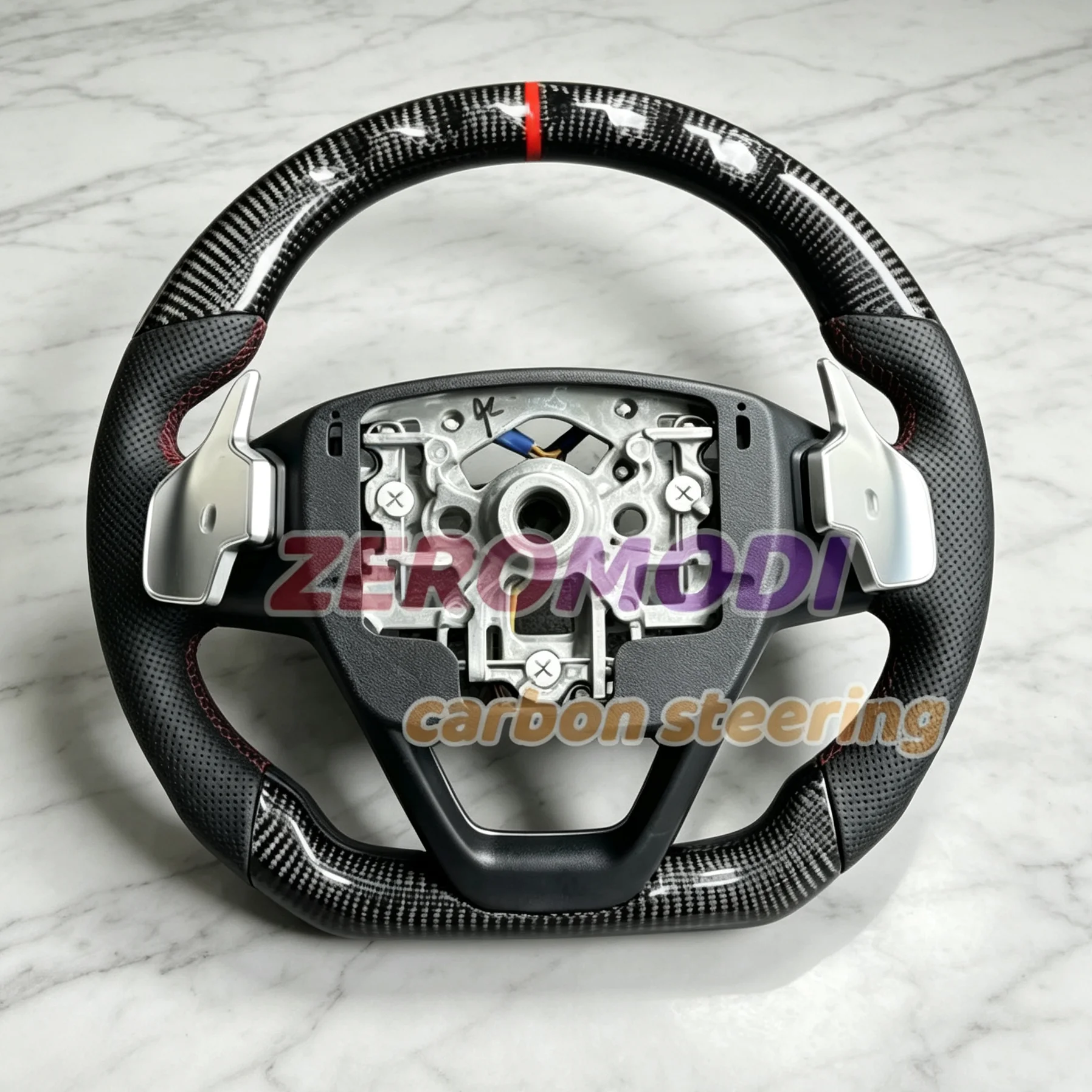 Real Carbon Fiber Perforated Leather Sport Steering Wheel Custom Racing Upgrade Steering Wheel For Geely Xingyue Tugella 20-22