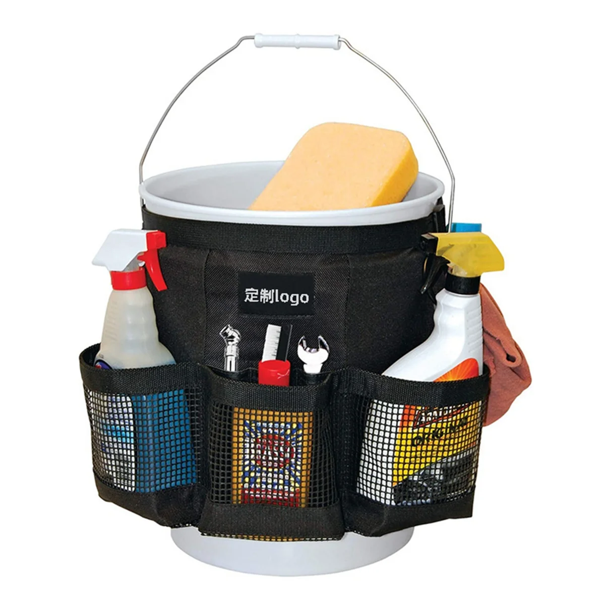 Bucket Storage Bag, Car Wash Bucket Carrier with Mesh Bag, 5 Gallon Cleaning Bucket for Cars, Gardening and Fishing Tool