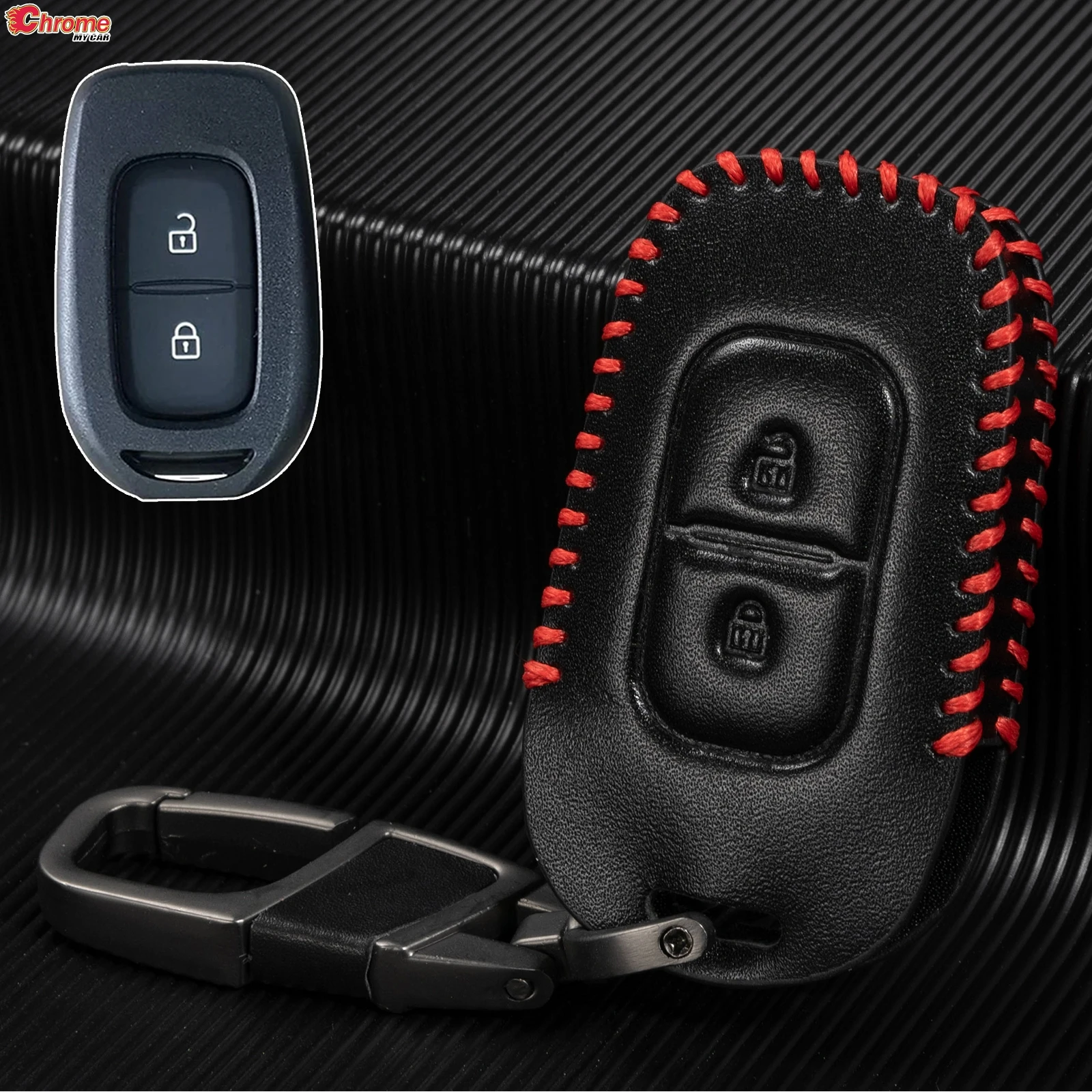 PU Leather 2 Button Car Remote Key Fob Chain Cover Case For Renault kwid Symbol Trafic Dacia Sandero Logan Duster 2016 2017 2018