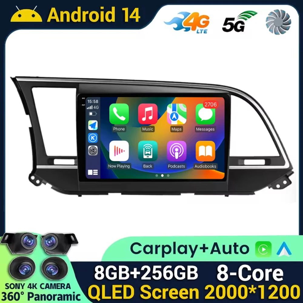 

Android 14 Car Radio For Hyundai Elantra 6 2015 2016 2017 2018 Multimidia Video Player GPS Navigaion Split Screen DPS 360 Camera