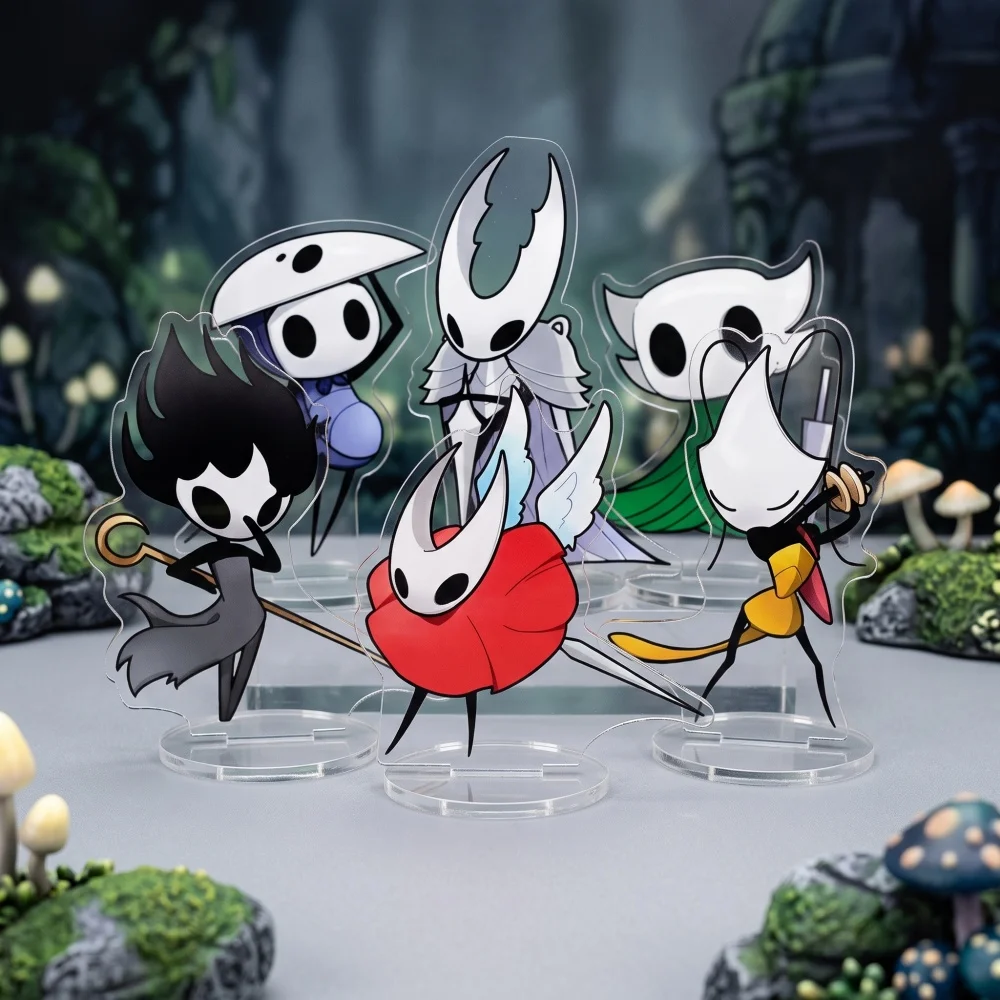 Hollow Knight 10CM Chibi Acrylic Stand Keychain The Knight Hornet Cute Game Figure Double‑Sided Print Desktop Decor Collectible