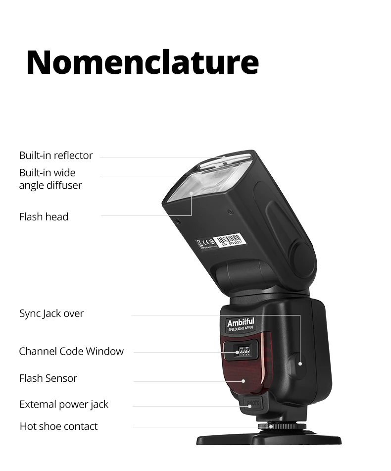 Ambitful AF970 Flash Light Speedlight Speedlite Universal for Fujifilm Nikon Ca