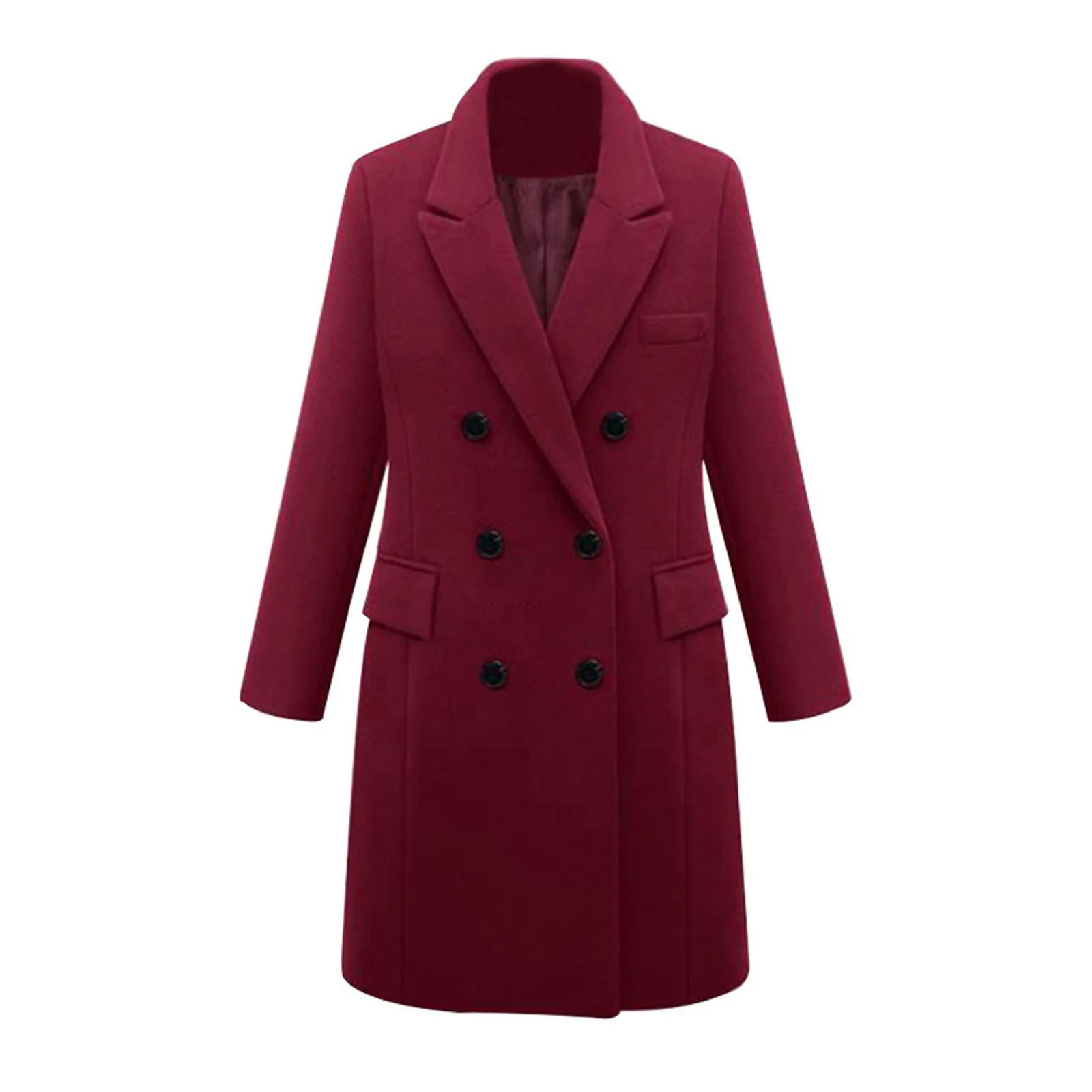 Streetwear elegante cappotto di lana donna soprabito abbigliamento da ufficio colletto rovesciato inverno addensare caldo giacche di media lunghezza